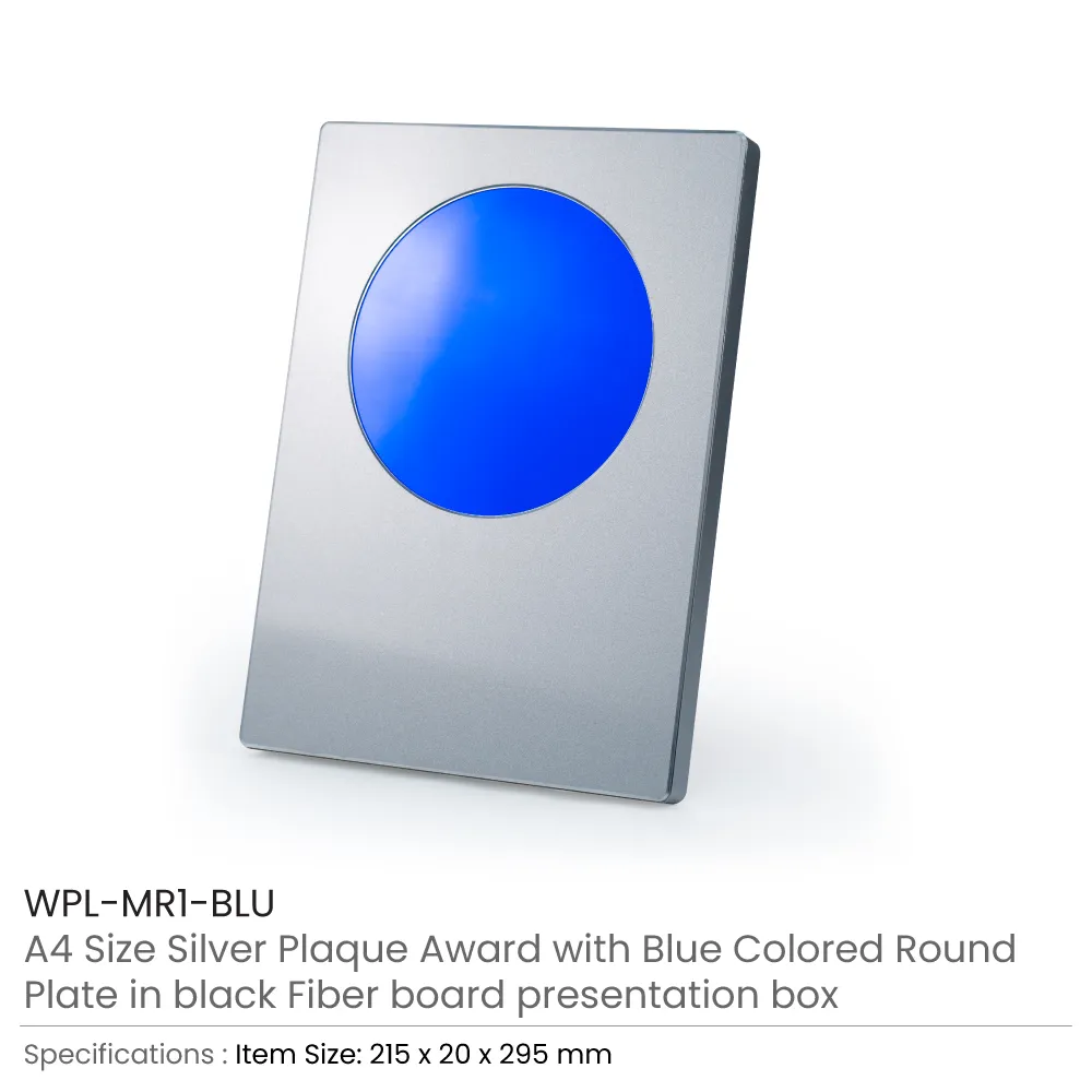 Aluminum-Award-Plaque-A4-with-Round-Colored-Plate-WPL-MR1-BLU.webp